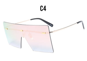 Oversized Square Mirror Sunglasses Rimless
