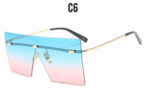 Oversized Square Mirror Sunglasses Rimless